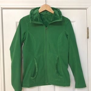 Reversible, furry zip-up jacket